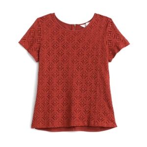 Market & Spruce Hans Crochet Lace Front Mixed Media Blouse